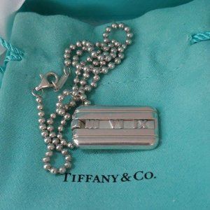Tiffany & Co. Silver Bead Chain Necklace with Bar Pendant